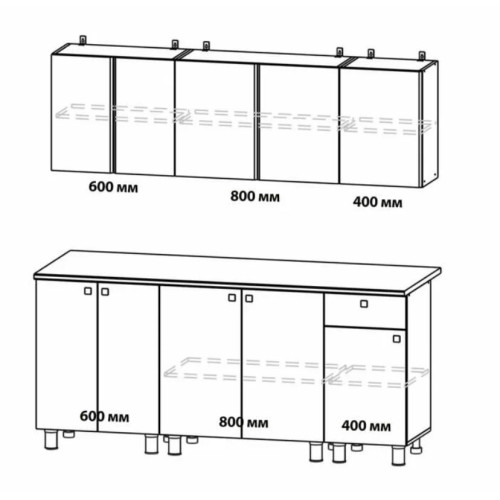 Кухонный гарнитур КГ - 1(1800) Белый / Дуб золотой / Чёрный