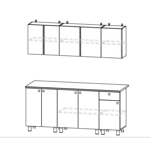 Кухонный гарнитур КГ - 1(1800) Белый / Дуб золотой / Чёрный