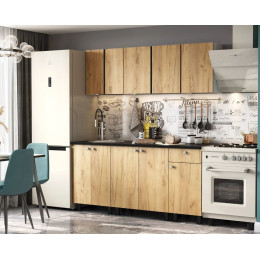 Кухонный гарнитур "КГ - 1(1800)" Белый / Дуб золотой / Чёрный