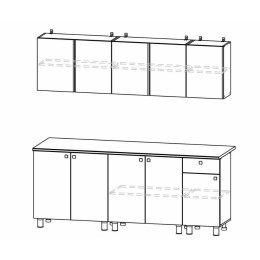 Кухонный гарнитур "КГ - 1(2000)" Белый / Дуб золотой / Чёрный