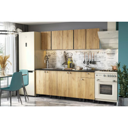 Кухонный гарнитур "КГ - 1(2000)" Белый / Дуб золотой / Чёрный