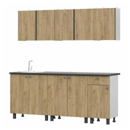 Кухонный гарнитур "КГ - 1(2000)" Белый / Дуб золотой / Чёрный