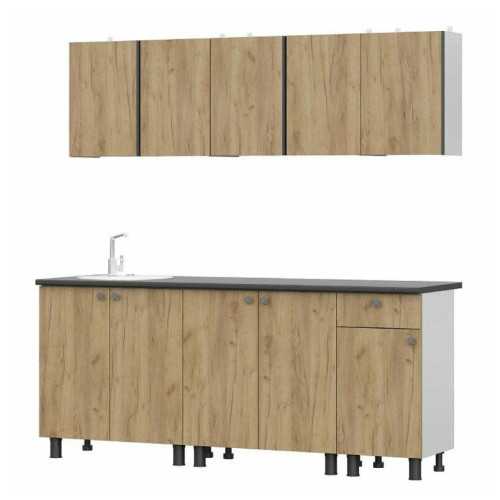 Кухонный гарнитур КГ - 1(2000) Белый / Дуб золотой / Чёрный