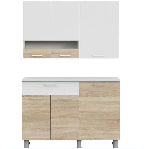 Кухонный гарнитур КГ - 4(1200) Белый / Дуб Сонома / Белый / Антарес