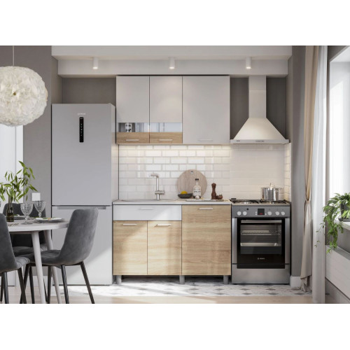 Кухонный гарнитур КГ - 4(1200) Белый / Дуб Сонома / Белый / Антарес