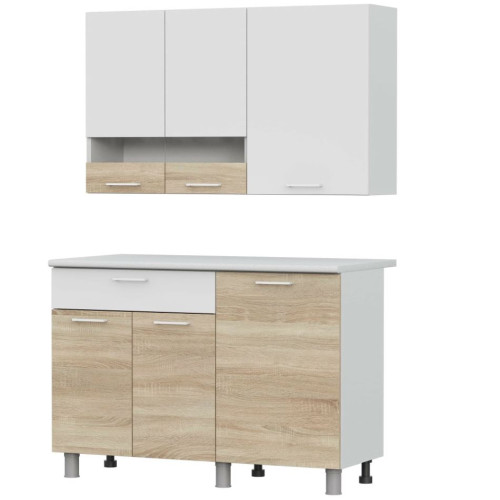 Кухонный гарнитур КГ - 4(1200) Белый / Дуб Сонома / Белый / Антарес