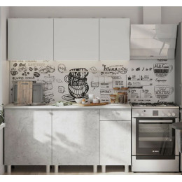 Кухонный гарнитур "КГ - 1(1600)" Белый / Белый / Цемент светлый / Антарес