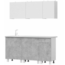 Кухонный гарнитур "КГ - 1(1600)" Белый / Белый / Цемент светлый / Антарес