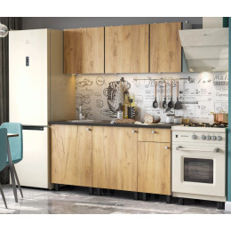 Кухонный гарнитур "КГ - 1(1600)" Белый / Дуб золотой / Чёрный