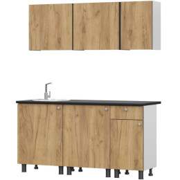 Кухонный гарнитур "КГ - 1(1600)" Белый / Дуб золотой / Чёрный