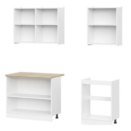 Кухонный гарнитур "КГ 6" (1,6м) Белый текстурный/Тростник