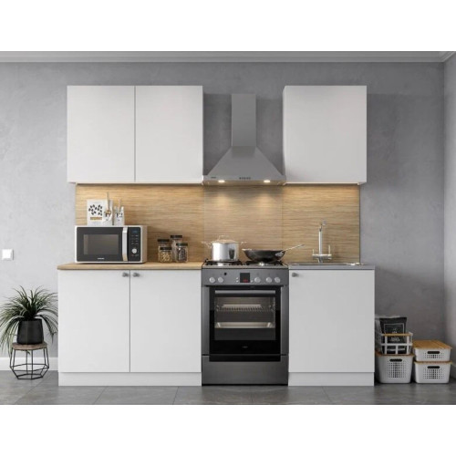 Кухонный гарнитур КГ 6 (1,6м) Белый текстурный/Тростник