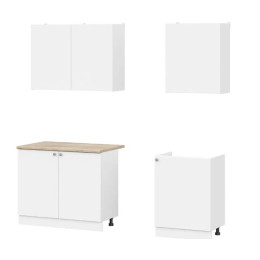 Кухонный гарнитур "КГ 6" (1,6м) Белый текстурный/Тростник