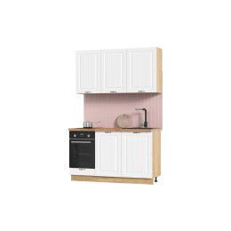 Кухня Мария 1,4 м дуб крафт золото/белый (столешница дуб вотан)