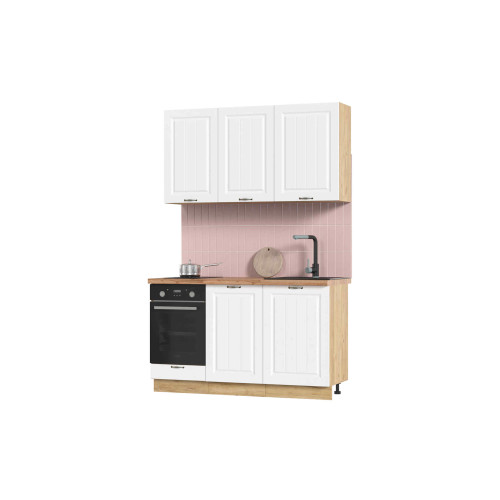 Кухня Мария 1,4 м дуб крафт золото/белый (столешница дуб вотан)