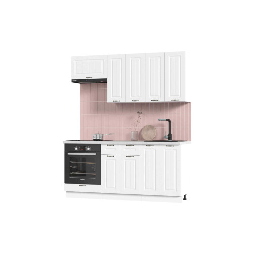 Кухня Мария 1,8 м белый/белый (столешница мрамор лацио белый)