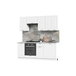 Кухня Мария 2,0 м белый/белый (столешница мрамор лацио белый)