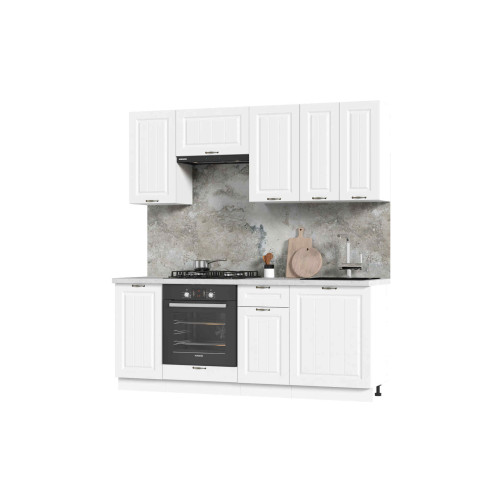 Кухня Мария 2,0 м белый/белый (столешница мрамор лацио белый)