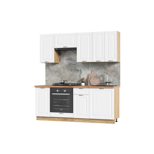 Кухня Мария 2,0 м дуб крафт золото/белый (столешница дуб вотан)