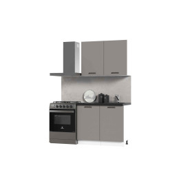 Кухня Призма 1 м белый/асфальт суперматовый (столешница - кастилло темный)