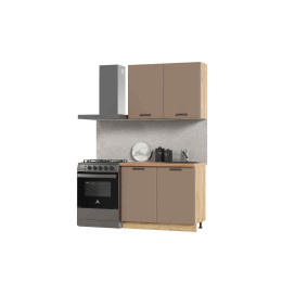 Кухня Призма 1 м дуб крафт золото/мокко суперматовый (столешница -дуб вотан)