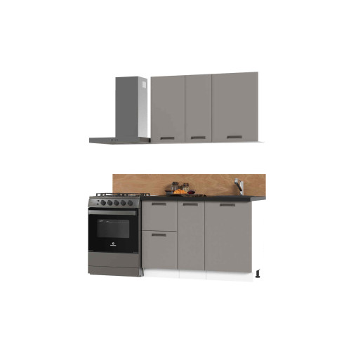 Кухня Призма 1,2 м белый/асфальт суперматовый (столешница - кастилло темный)