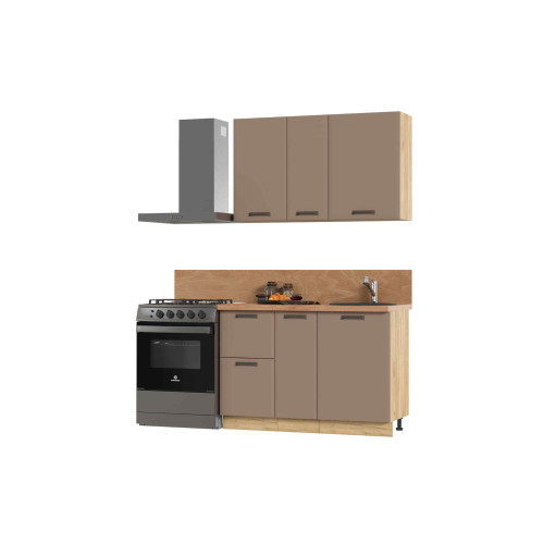 Кухня Призма 1,2 м дуб крафт золото/мокко суперматовый (столешница -дуб вотан)