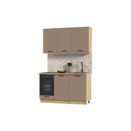 Кухня Призма 1,4 м дуб крафт золото/мокко суперматовый (столешница -дуб вотан)
