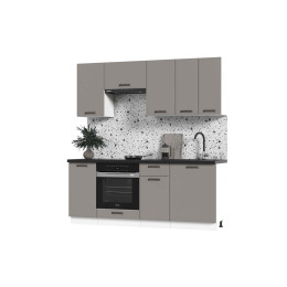 Кухня Призма 2,0 м белый/асфальт суперматовый (столешница - кастилло темный)