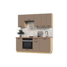 Кухня Призма 2,0 м дуб крафт золото/мокко суперматовый (столешница -дуб вотан)