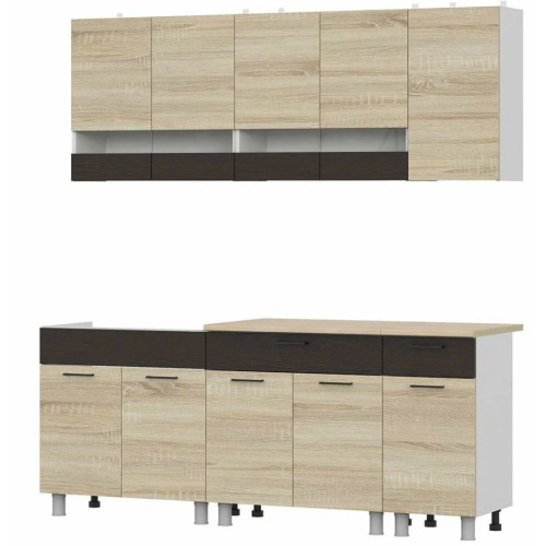 Кухонный гарнитур КГ 2 (2,0м) Белый/Дуб Венге/Дуб Сонома