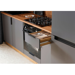 ЛИОН Кухня 2,0 (2000х2520х600) Фасад ГРАФИТ СЕРЫЙ/Корпус ДУБ КРАФТ ЗОЛОТО,ГРАФИТ СЕРЫЙ