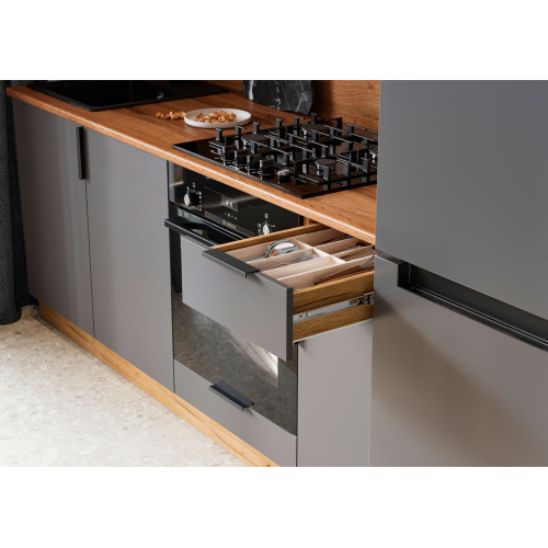 ЛИОН Кухня 2,0 (2000х2520х600) Фасад ГРАФИТ СЕРЫЙ/Корпус ДУБ КРАФТ ЗОЛОТО,ГРАФИТ СЕРЫЙ