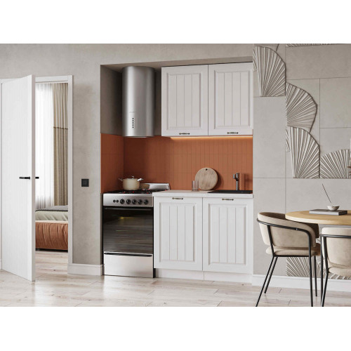 Кухня Мария 1 м белый/белый (столешница мрамор лацио белый)