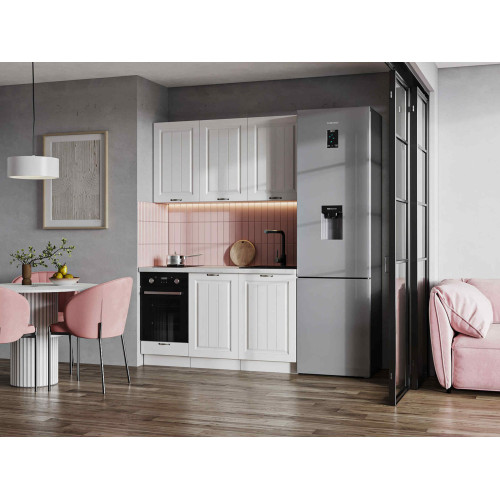 Кухня Мария 1,4 м белый/белый (столешница мрамор лацио белый)