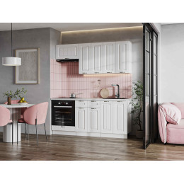 Кухня Мария 1,8 м белый/белый (столешница мрамор лацио белый)