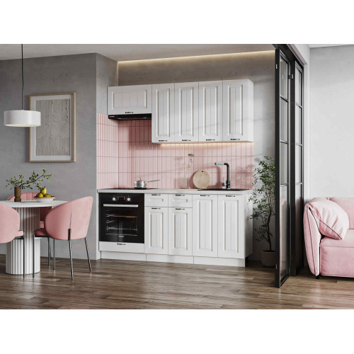 Кухня Мария 1,8 м белый/белый (столешница мрамор лацио белый)