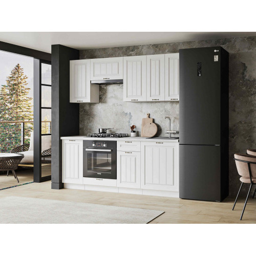 Кухня Мария 2,0 м белый/белый (столешница мрамор лацио белый)