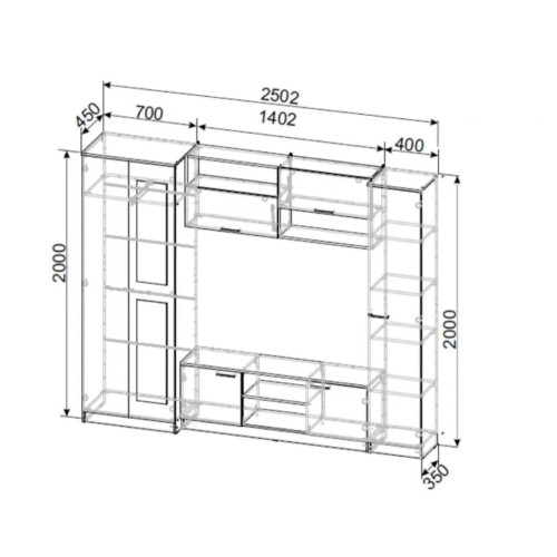 Мебель для гостиной МГС 3 Дуб Сонома / Белый