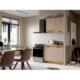 Кухня Призма 1 м дуб крафт золото/мокко суперматовый (столешница -дуб вотан)