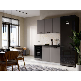 Кухня Призма 1,4 м белый/асфальт суперматовый (столешница - кастилло темный)