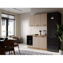 Кухня Призма 1,4 м дуб крафт золото/мокко суперматовый (столешница -дуб вотан)