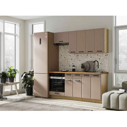 Кухня Призма 1,8 м дуб крафт золото/мокко суперматовый (столешница -дуб вотан)
