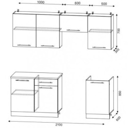 Кухня Олива 2,1м В Гранат металик