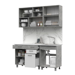 Кухня Денвер 1,6 Фасад БЕЛЫЙ/Корпус АТЕЛЬЕ СВЕТЛОЕ