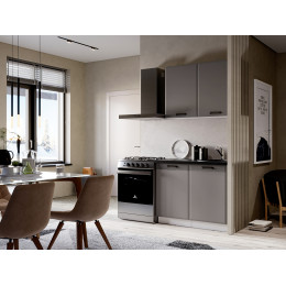 Кухня Призма 1 м белый/асфальт суперматовый (столешница - кастилло темный)