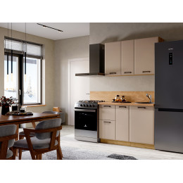 Кухня Призма 1,2 м дуб крафт золото/мокко суперматовый (столешница -дуб вотан)