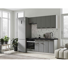Кухня Призма 1,8 м белый/асфальт суперматовый (столешница - кастилло темный)