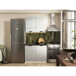 Кухня Сахара 1 м белый/холст грей (столешница кастилло темный)