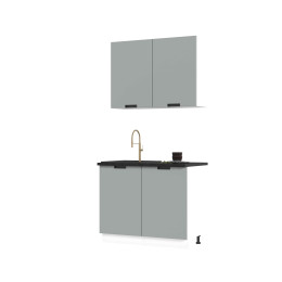 Кухня Сахара 1 м белый/холст грей (столешница кастилло темный)